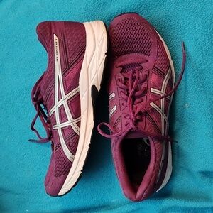 Asics maroon/silver "gel contend 4" athletic shoes